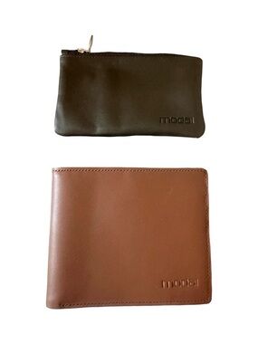 Moda Brown Leather Bi-Fold Wallet with Dark Brown Coin Pouch